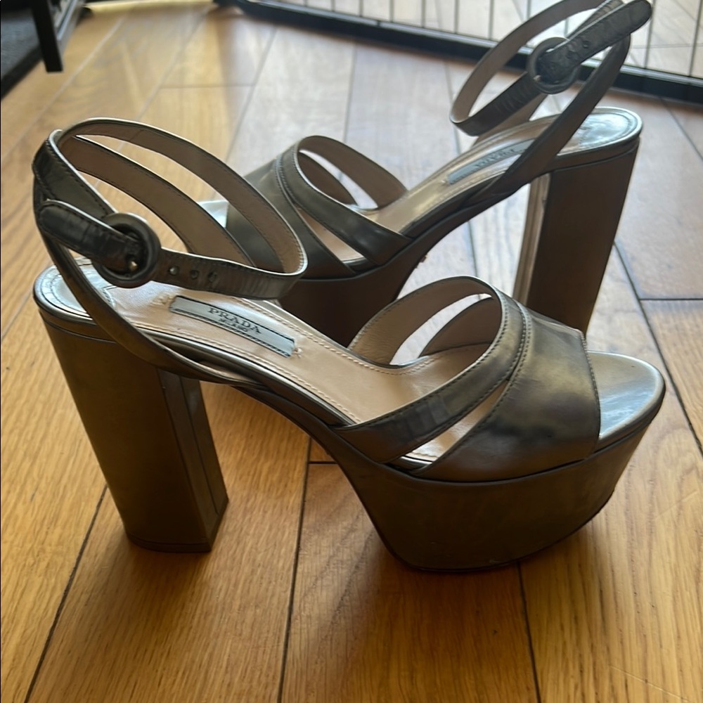Prada Silver Women's Platform Sandals - Picture 3 of 5
